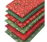 6 Fat Quarters Bundle - Regal Christmas Stunning Xmas Fabrics in Green & Red with Gold Detailing. 100% Cotton Ideal for Festive Quilting & Crafting (with Free Patchwork Pattern by Overdale Fabrics)