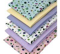 6 Fat Quarters Bundle - 'Watercolour Spots' Spot Fabrics and Plain Solids in Green, Pink, Lilac & Blue. 100% Cotton Ideal for Quilting & Crafting (with Free Patchwork Pattern by Overdale Fabrics)