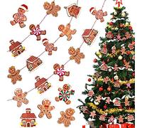 6 Feet Christmas Tree Garland Gingerbread House Man Cookie Garlands Peppermint Candy Party Xmas Garland Round Lollipop Gingerbread Man Banner Holiday Decoration for Party Xmas Tree (Wood)