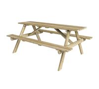 6 Feet Traditional Outdoor 8 Seater Picnic Table, L120 x W180 x H71 cm Rowlinsons Brown One Size