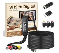 6-Feet VHS to Digital Converter, Video Capture Card for Mac/Windows, Preserve Old Family Memories from VCR VHS Hi8 MiniDV, USB 2.0 RCA to USB with S-Video & USB-C Adapter, Full Software Guide Included