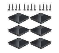 6 Fence Post Cap, 4X4 Post Caps, Toppers for Fence Posts, Fence Post Top Cap with 12 Screws, Deck Post Caps Neat Toppers for Fence Posts, Outdoor Post Covers, Help Stop Water Soaking Into The Wood