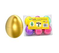 6 Fillable Plastic Eggs In a Crate And 1 Large Golden Easter Egg - Paisley Bright Tall For Easter Hunt - Plastic Eggs To Fill Basket Stuffers Fillers, Egg Hunt Prize, Filling Treats And Party Favor