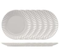 6 Flat Plates H&h Lotus in Stoneware Grey Cm 27. Plates with Wing Shape from A