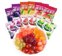 6 Flavors Peeling Fruit Juice Fudge,strawberry Juice Gummy Candy,White Peach Grape Litchi Sugar Soft Candy Toffee,Healthy Candy Snacks, Chinese Candy Gift (Orange flavor (cannot peeled),300g)
