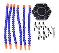 6 Flexible Arms Soldering Third Hand PCB Holder Stand, Helping Hand Clamp with Insulated Alligator Clips, Aluminum Alloy Base for Electronics Soldering and Craft Projects