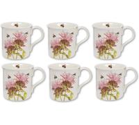 6 Floral China Mug Bergamot Flowers Cups Mugs Set 300ml Brand New Boxed Gift