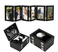 6-folding Hinged Picture Frames, 4x6 Inch High Definition Natural Wood Picture Frame, Folding Picture Frame, Rustic Desktop Acrylic Frame,Thanks Giving Day,Christmas