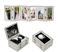 6-folding Hinged Picture Frames, 4x6 Inch High Definition Natural Wood Picture Frame, Folding Picture Frame, Rustic Desktop Acrylic Frame,Thanks Giving Day,Christmas