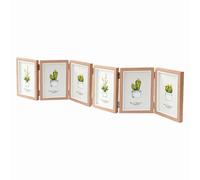 6 Folding Rustic Photo Frames Six Picture Frame Hinged Picture Frames Foldable Collage Photo Frames Natural Wood Rustic Desktop Acrylic Frame for Family Birthday Gifts Wall Decor (Natural,Six 6x8)
