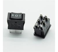 6 Foot 3 Gear 6A 250V Reverse Button Double Pole Double Throw Red Black Rocker Switch Power Switch 2Pcs(Black)
