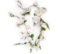 6 - Foot Floral Garland - Peony and Rose Vine for Home Decor, Table Runner, and Mantle, in Ivory Shades