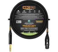 6 Foot - WBC-PRO-Quad Ultra-Silent Ultra-Flexible Balanced Star-Quad XLR to TRS Cable with Gold Neutrik NC3FXX-B Female XLR & NP3X-B Straight TRS Stereo Phone Plugs - Black Tweed Jacket