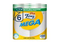 6 Foxy Mega Kitchen Rolls - 100 Sheets Per Roll - Strong & Absorbent Kitchen Towel