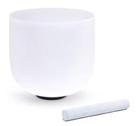 6" Frosted Quartz Crystal Singing Bowl for Yoga Meditation & Sound Bath, with Suede Striker and O-ring(432Hz,F Note)