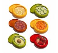 6 Fruit and Vegetable Containers, Silicone Fruit Storage Containers, Reusable Avocado Storage Set for Refrigerator, Tomatoes, Onions, Apples and Lemons