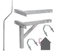 6 Ft / 1.8M Cranked Mast & 12" T&K Outdoor Galvanised Bracket - TV Aerial/satellite Wall Mounting Pole Installation Kit - Loops