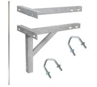6 Ft / 1.8M Straight Mast & 12" T&K Outdoor Galvanised Bracket - TV Aerial/Satellite Wall Mounting Pole Installation Kit - Loops