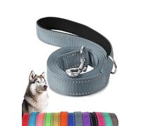 6 FT * 1 in Heavy Duty Dog Leash with Soft Padded Double Handle, Durable Strong Clasp Dog Leashes, Reflective Nylon Walking Lead for Large,Medium,Small Breed Dogs,Gray