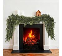 6 FT Artificial Cedar Garlands, Real Touch Winter Cedar Pine Garland,Artificial Green Faux Cedar Pine Garland for Fireplace Mantle Fireplace Indoor Outdoor Holiday Party Home Decoration (1, 6FT)