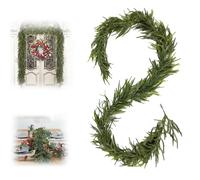 6 FT Artificial Cedar Garlands - Real Touch Winter Greenery,2025 Christmas Artificial Cypress Leaf Vine Wreath,Realistic Pine Needles Garlands,Soft & Thickness for Stairs Mantle Porch Decor (6FT)