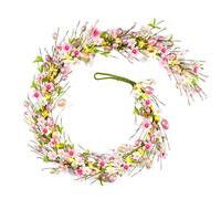 6 Ft Artificial Easter Garland Easter Pink Egg Flower Berry Garland Decorations Spring Flower Garlands with Pastel Eggs and Mixed Twigs for Fireplace Mantel Indoor Outdoor Home Party Door Wall Decor