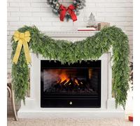 6 Ft Christmas Artificial Cedar Pine Cypress Garland for Table Room Mantle Wall Indoor Outdoor Christmas Porch Winter Decorations (2)