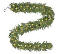 6 FT Christmas Garland with Lights, 100% PVC 4M 60 LEDs Christmas Decorations Garland String Lights with Timer 8 modes, 290 Tips Fireplace Garland Christmas Green for Fireplace Stairs Indoors Outdoors