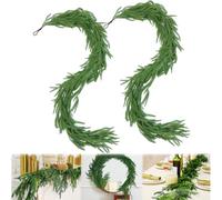 6 FT Christmas Norfolk Pine Cedar Garland - Realistic Artificial Greenery for Mantle, Table, Wall, Outdoor Christmas Decorations (2)