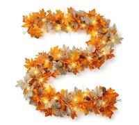 6 FT Fall Garland with Lights Autumn Decor Automatic ON/Off Timer