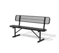 6 FT Heavy Duty Metal Park Bench Outdoor Black Steel Seating for 2-4 People Garden Bench with Backrest Portable Commercial Grade Bench for Patios and Parks