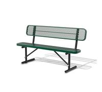 6 Ft Heavy Duty Metal Park Bench with Backrest - All-Weather Thermoplastic Coating for Outdoor Use - Ideal for Malls Parks Patios Decks and Commercial Spaces
