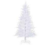 6 FT Pre-Lit Artificial Christmas Tree White Hinged Xmas Tree w/ Snow-Flocked PE Tips