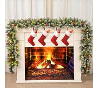 6 FT Real Touch Cedar Garland with Lights, Cedar Christmas Garland, Thickned Realistic Lighted Faux Pine Garland, Green Artificial Christmas Garland for Fireplace Window Indoor Outdoor Decor (9 FT)