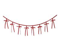 6 Ft Red Velvet Christmas Bow Garland Pre-String Coquette Bow with Vintage Bell Ribbon Banner for Christmas Tree Hanging Decoration Xmas Fireplace Staircase Fireplace Ornament