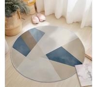 6 ft Round Area Rug, Soft Fluffy Modern Style Minimalist Geometric Carpet Non-Slip Plush Bedside Rug - Beige Rug for Bedroom Living Room Nursery