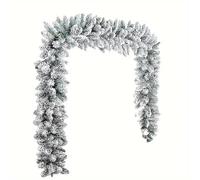 6 FT Snow Flocked Christmas Garland, Artificial Winter Frosted Christmas Decorations, White Cedar Pine Wreath, Flexible PVC Garland for Tree, Fireplace, Window (2.7m)