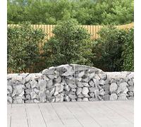 6 Gabion Baskets, Galvanised Iron, Decorative Garden Barrier, Silver, 300 x 50 x 60/80 cm