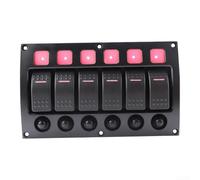 6 Gang Boat Switch Panel ABS IP66 Waterproof LED Indicators | 4-gang control, 12-24V range, circuit breaker safety, IP66 waterproof, clear LED status lights