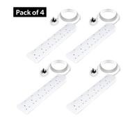 6 Gang Extension Lead, 2M Cable with Individual Switches Pack of 4 Geepas White One Size