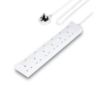 6 Gang Extension Lead, 5M/10m Cable Options with Individual Switches Geepas White 4.6m