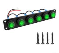 6 Gang Led Rocker Switch Panel 12 Volt 20 Amp Water Resistant Aluminum Faceplate Electrical Control Console For Boat Rv Truck Blue(Green)