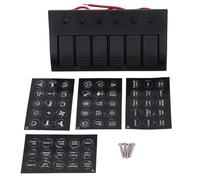 6 Gang LED Rocker Switch Panel, Boat RV Car Switch Panel with Overload Protector, 3 X 10A 3 X 15A ABS Switch Panel for Yacht Bus Marine Lights Water Pumps Electronics