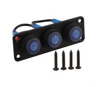 6 Gang LED Switch Panel 12V Pre-wired for toggle Switches with USB Ports Voltage Meter IP67 Waterproof for Marine Boat for caravan for motorhome(3 Blue)