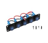 6 Gang LED Switch Panel 12V Pre-wired for toggle Switches with USB Ports Voltage Meter IP67 Waterproof for Marine Boat for caravan for motorhome(5 Blue)