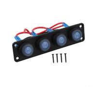 6 Gang LED Switch Panel 12V Pre-wired for toggle Switches with USB Ports Voltage Meter IP67 Waterproof for Marine Boat for caravan for motorhome(4 Blue)