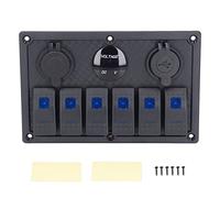 6 Gang Rocker Switch Panel LED Digital Voltmeter IP65 Waterproof ON/Off Toggle Rocker Breaker for 12V-24V Car Motorcycle Yacht Boat
