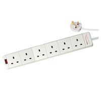 6-GANG Surge Protected Extension Socket with Neon and Lead,