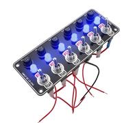 6-Gang Toggle Switch Panel - with 10A Fuse and Indicator Lamp, Waterproof Dustproof Marine Switch Panel, Multifunction Marine Rocker Panels for 12-24V Car Marine Boat Yacht Truck Trailer SUV RV