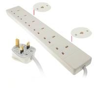 kenable 6 Gang Way UK 13A Trailing Socket Mains Power Extension Lead White 10m